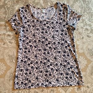 Navy & White Floral Blouse